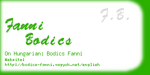 fanni bodics business card